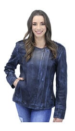 Jamin Leather® Women's Blue Beauty Leather Jacket CC Pocket #LA60624GU