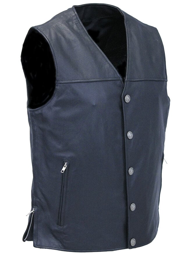 Side Zip Buffalo Nickle Men's Leather Vest #VM60330GK