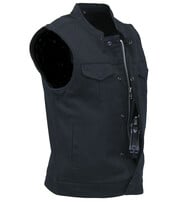 First MFG Men's Heavy Denim Black Club Vest w/Easy Access #VMC629GZK