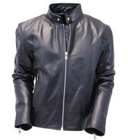 Black Cafe Racer Leather Motorcycle Jacket #M570Z