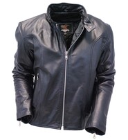 Black Cafe Racer Leather Motorcycle Jacket #M570Z