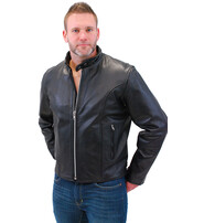 Black Cafe Racer Leather Motorcycle Jacket #M570Z