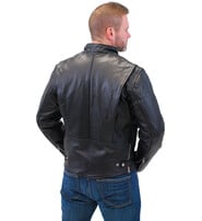 Black Cafe Racer Leather Motorcycle Jacket #M570Z