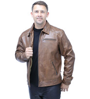 Jamin Leather® 1950's Brown Distressed Leather Jacket w/CC Pockets #MA1957GN