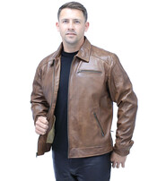 Jamin Leather® 1950's Brown Distressed Leather Jacket w/CC Pockets #MA1957GN