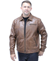 Jamin Leather® 1950's Brown Distressed Leather Jacket w/CC Pockets #MA1957GN