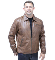 Jamin Leather® 1950's Brown Distressed Leather Jacket w/CC Pockets #MA1957GN