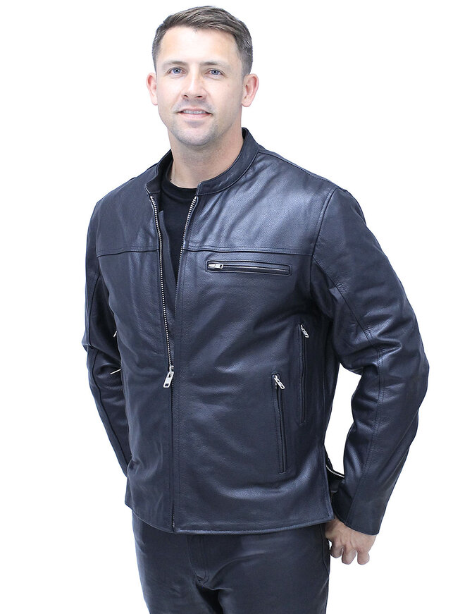 Unik Men's Vented Café Racer Motorcycle Jacket w/Concealed Pocket #M6638VZGK