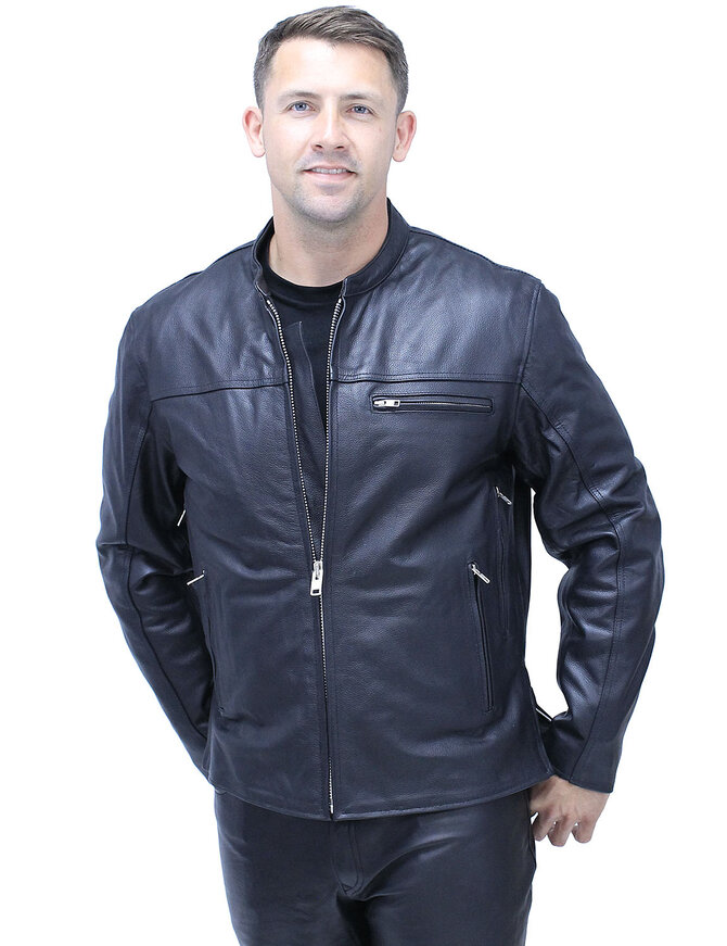 Unik Men's Vented Café Racer Motorcycle Jacket w/Concealed Pocket #M6638VZGK