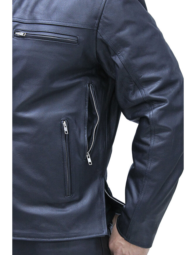 Unik Men's Vented Café Racer Motorcycle Jacket w/Concealed Pocket #M6638VZGK