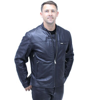 Unik Men's Vented Café Racer Motorcycle Jacket w/Concealed Pocket #M6638VZGK