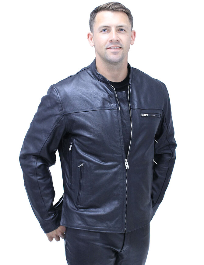 Unik Men's Vented Café Racer Motorcycle Jacket w/Concealed Pocket #M6638VZGK