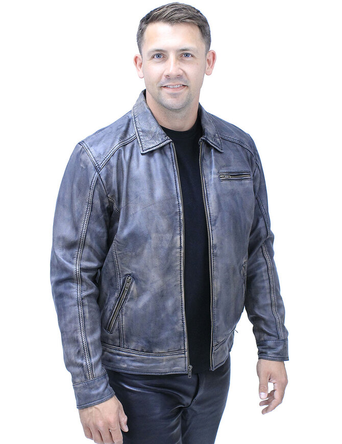 Jamin Leather® 1950's Distressed Black Leather Jacket w/CC Pockets #MA1958GK