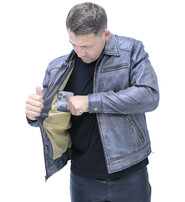 Jamin Leather® 1950's Distressed Black Leather Jacket w/CC Pockets #MA1958GK