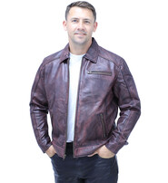 Jamin Leather® 1950's Burgundy Distressed Leather Jacket w/CC Pockets #MA1959GR