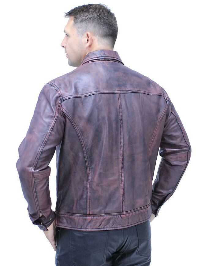 Jamin Leather® 1950's Burgundy Distressed Leather Jacket w/CC Pockets #MA1959GR