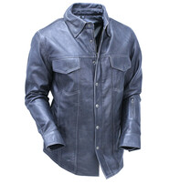 Jamin Leather® Men's Charcoal Gray Leather Shirt #MS24806GGY