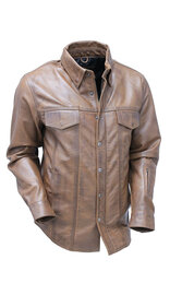 Jamin Leather® Men's Antiqued Brown Leather Shirt #MS24805GN