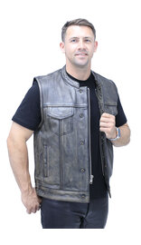 Unik Vintage Brown Men's Club Vest with Concealed Pockets #VMA66552GN