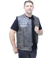 Unik Vintage Brown Men's Club Vest with Concealed Pockets #VMA66552GN