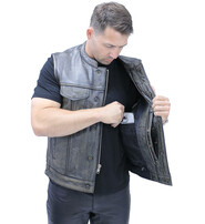 Unik Vintage Brown Men's Club Vest with Concealed Pockets #VMA66552GN