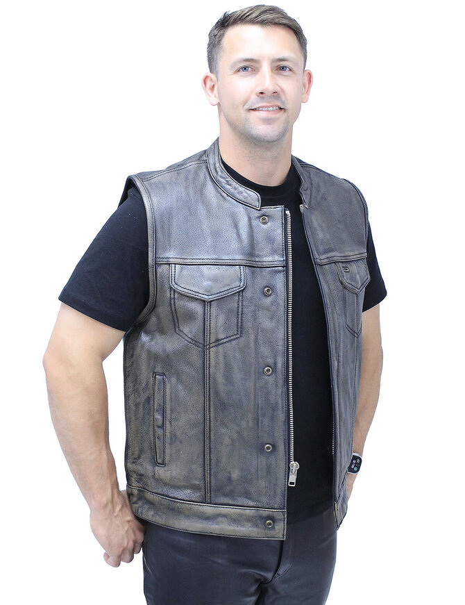 Unik Vintage Brown Men's Club Vest with Concealed Pockets #VMA66552GN