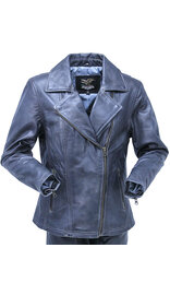 Jamin Leather® Women's Antiqued Gray Leather Motorcycle Jacket  #L2402GK