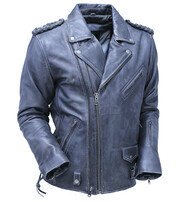 Jamin Leather® Men's Charcoal Gray Double Zip MC Leather Jacket #MA24800GGY