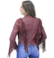 Burgundy Red Leather Fringed Band Leader Jacket #L98426SFR