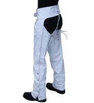 Jamin Leather® White Leather Chaps w/Adjustable Back & Thigh Lacing #C6028LLW