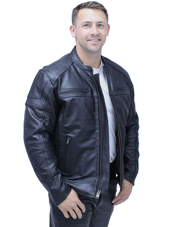 Unik Ultra Premium Cowhide Leather Vented Café Racer Jacket #M69440GVZK