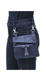 Embroidered Wings Large Fold Down Clip Pouch with Magnetic Flap #PKK9713WK