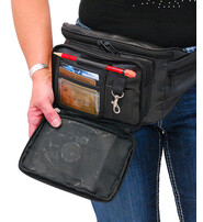 Super Jumbo Black Leather Waist Bag Fanny Pack #FPX3090K