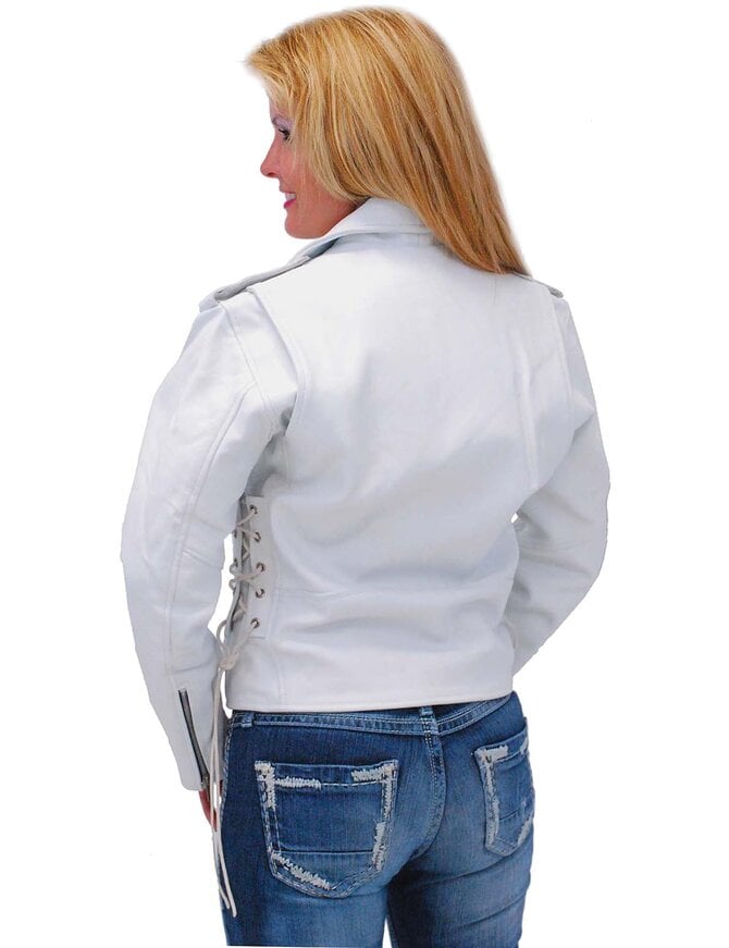 Jamin Leather® White Leather Motorcycle Jacket - SPECIAL #L6027-SPECIAL