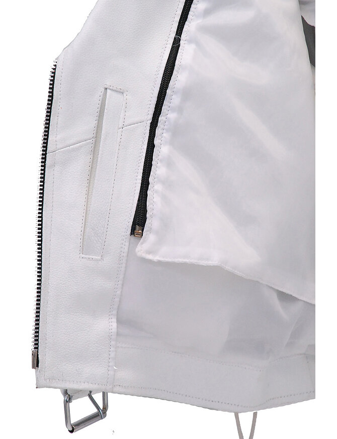 Jamin Leather® White Leather Motorcycle Jacket - SPECIAL #L6027-SPECIAL