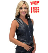 Soft Lambskin Leather Vest w/Braid Trim #VL221LB