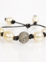 Mina Danielle Yellow South Sea Pearls with Pave Diamond Nugget