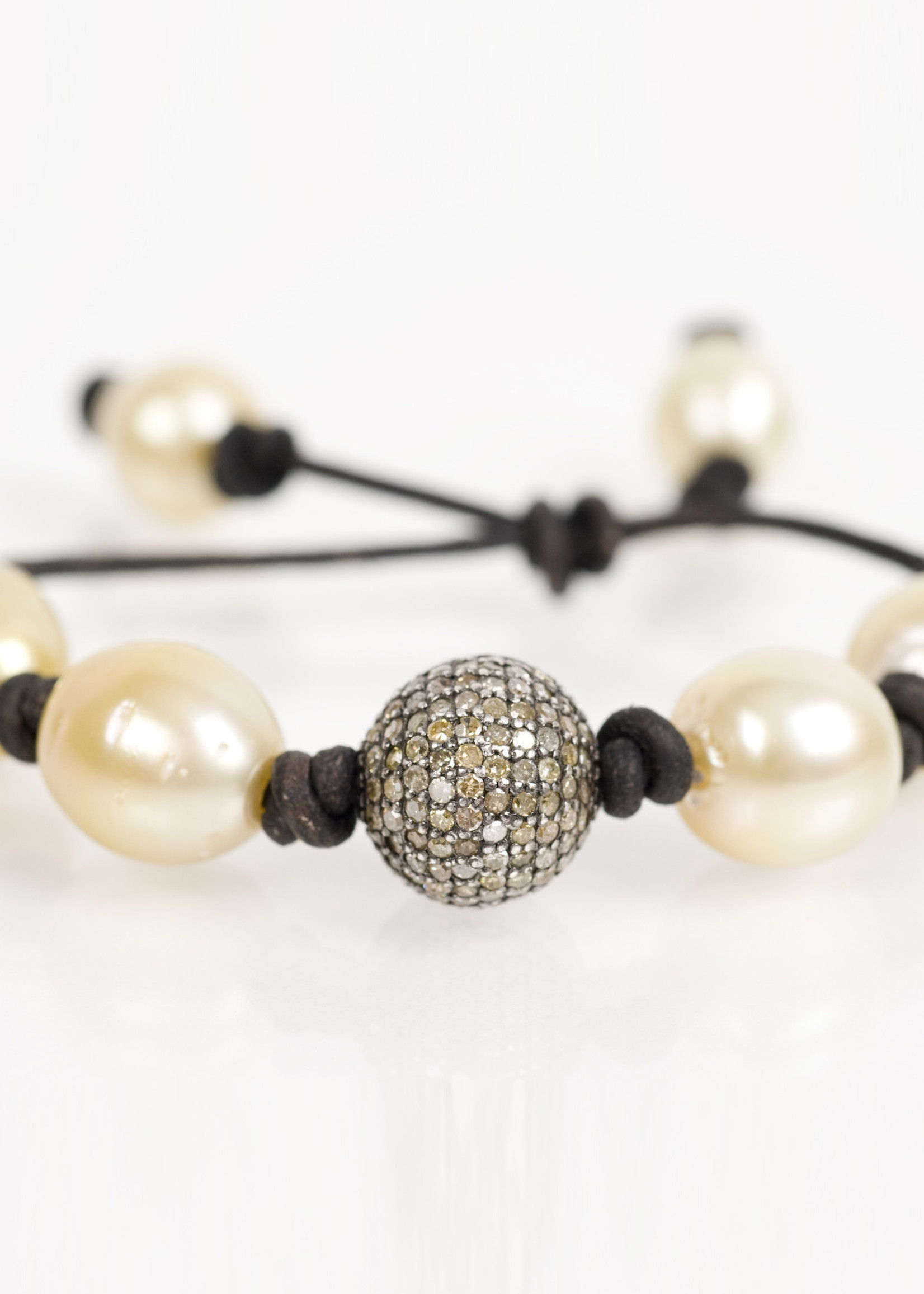 Mina Danielle Yellow South Sea Pearls with Pavé Diamond Nugget