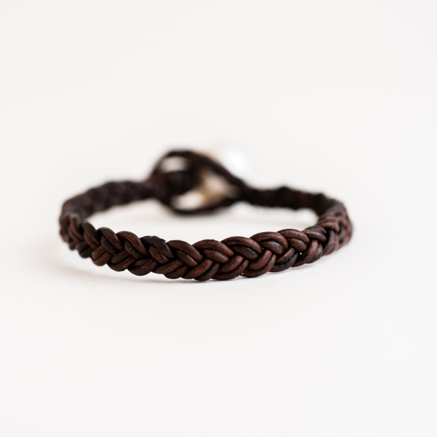 Mina Danielle Chocolate Braided Leather with White South Sea Pearl
