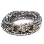 Mina Danielle Mystic Moonstone wrap bracelet with vintage Pave Diamond