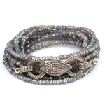 Mina Danielle Mystic Moonstone wrap Bracelet with vintage Pave Diamond