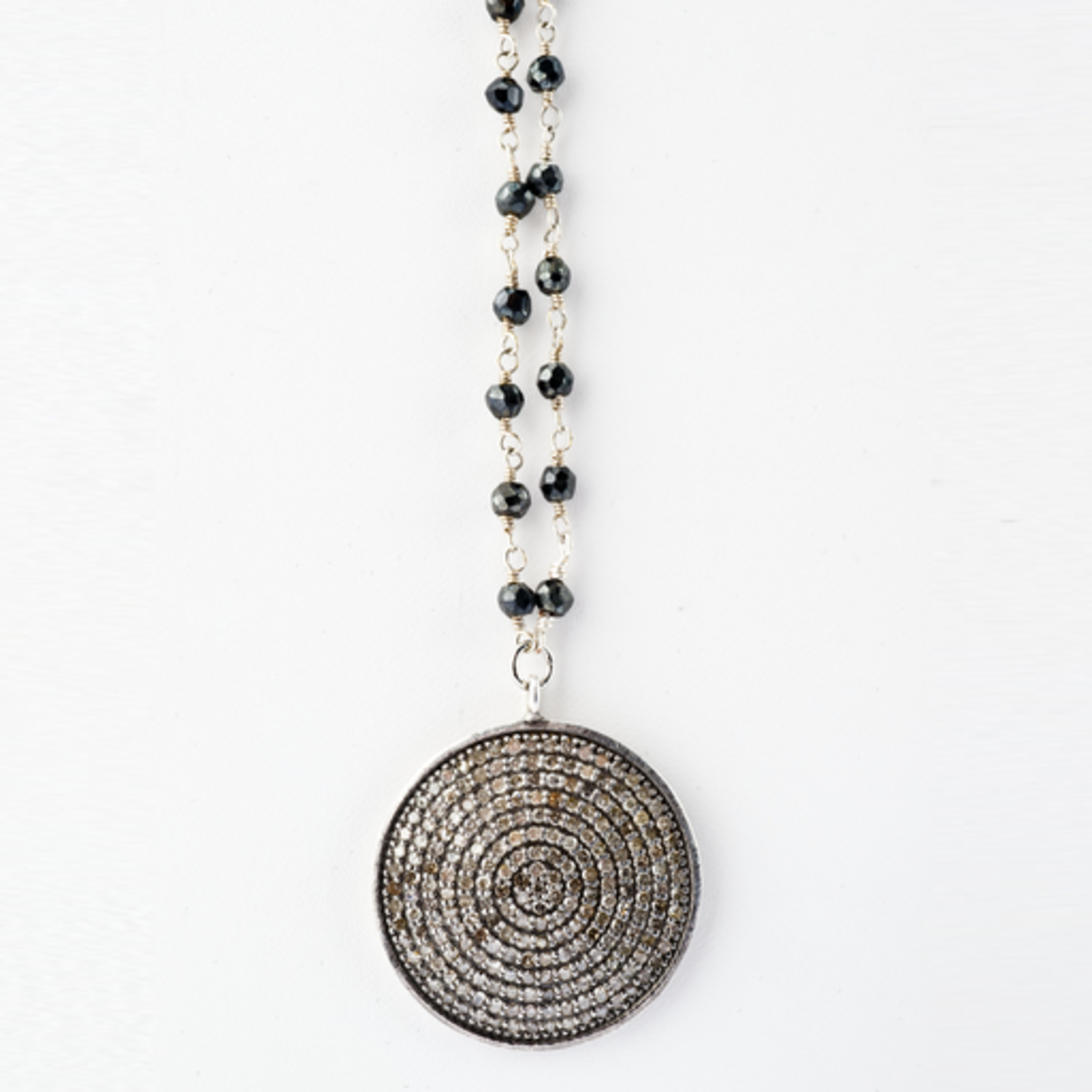 Mina Danielle Pave Diamond Disc on Black Spinel Chain