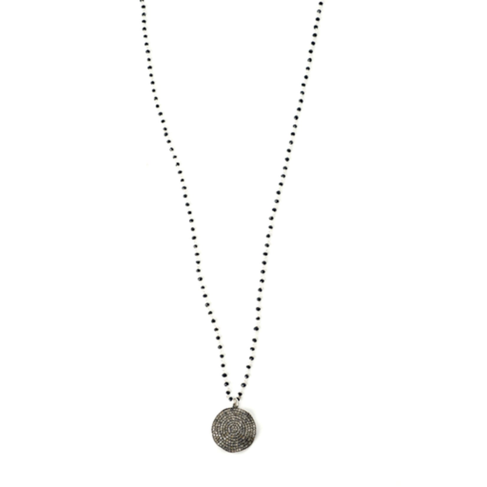 Mina Danielle Pave Diamond Disc on Black Spinel Chain