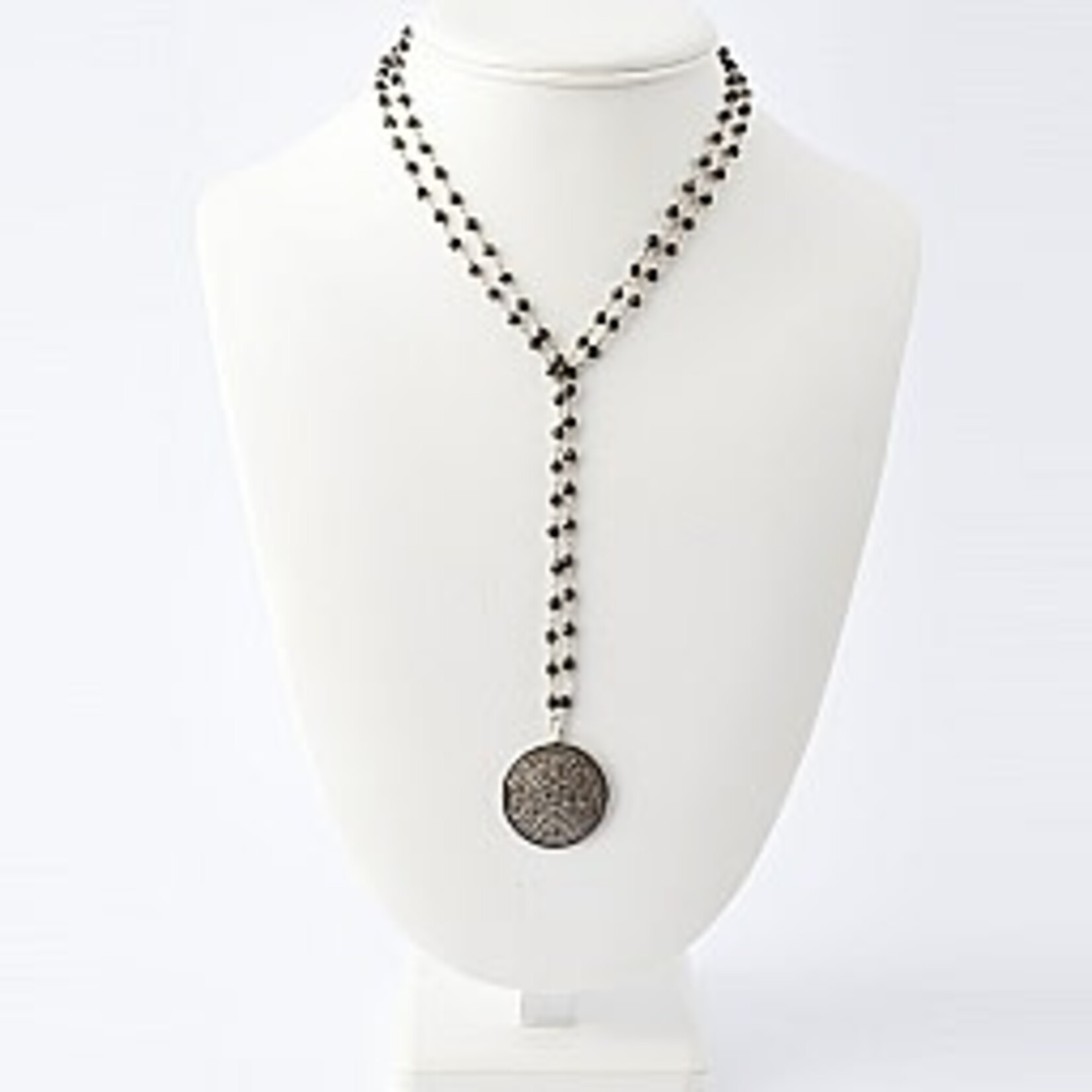 Mina Danielle Pave Diamond Disc on Black Spinel Chain