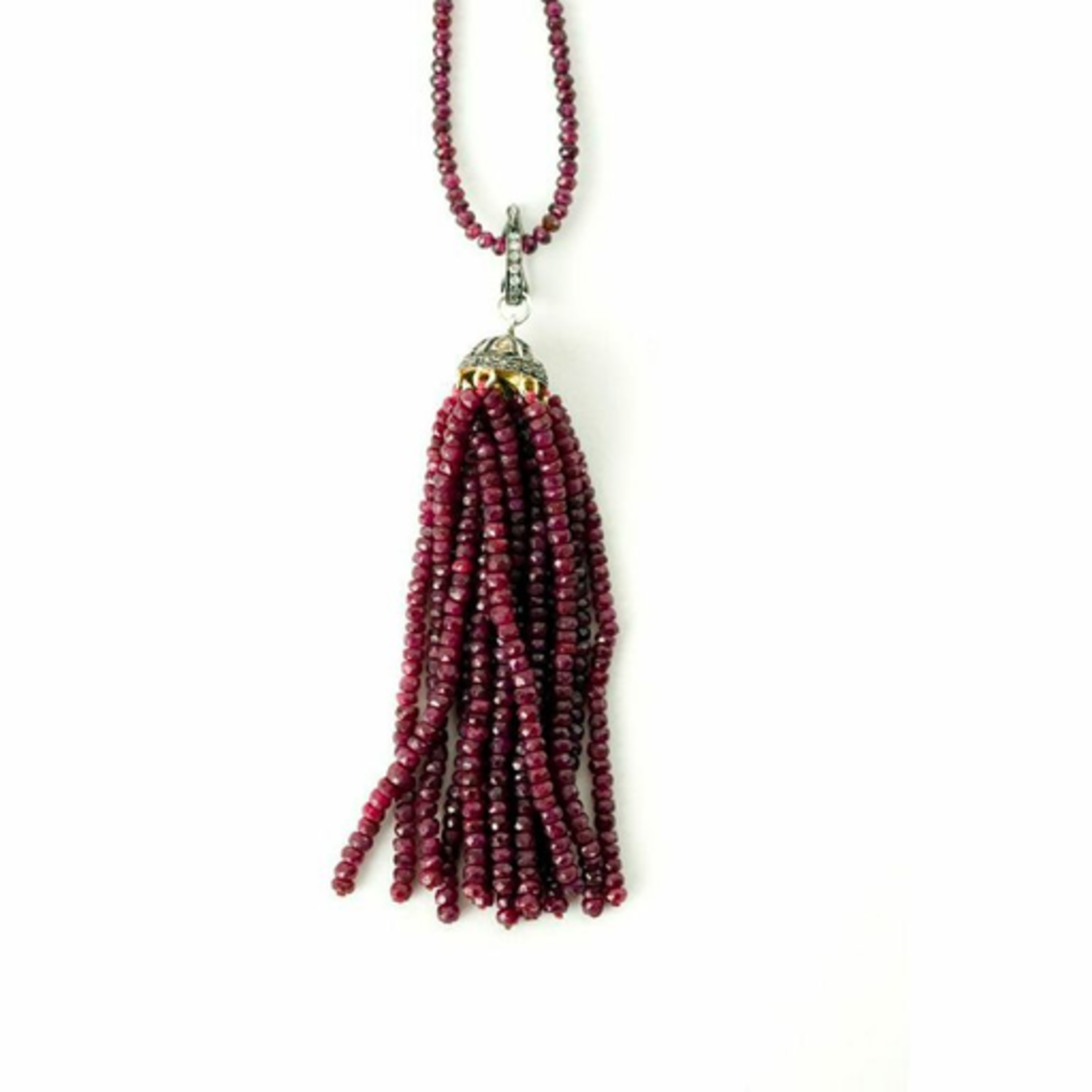 Mina Danielle Ruby and Diamond Tassel Necklace