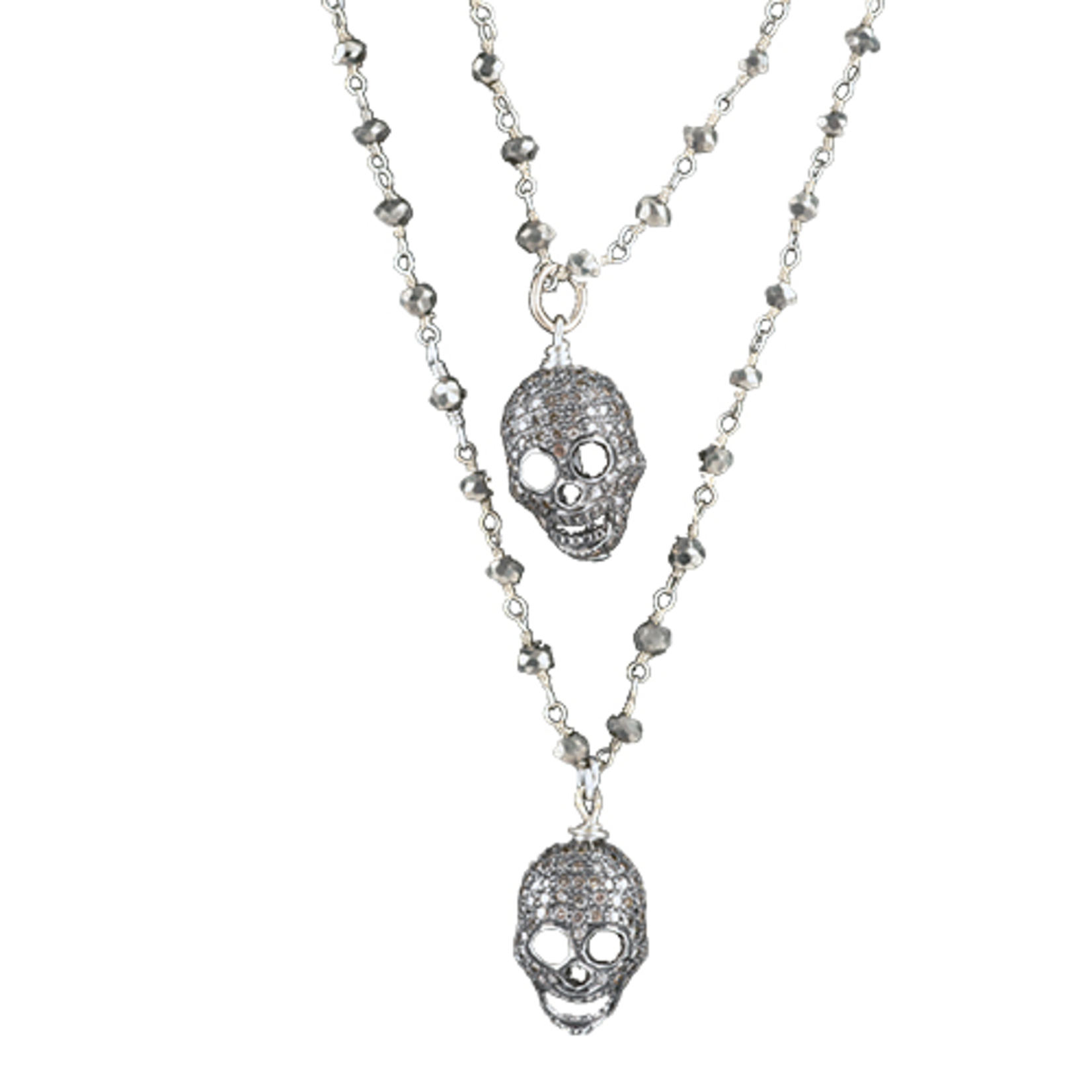 Mina Danielle Diamond Skull Necklace on Long Pyrate Chain
