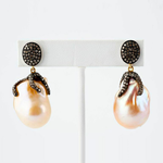 Mina Danielle Baroque Pearl and Pave Diamond Earrings