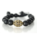 Mina Danielle Black Onyx Bracelet with Black and Gold Oval Macrame Crystal