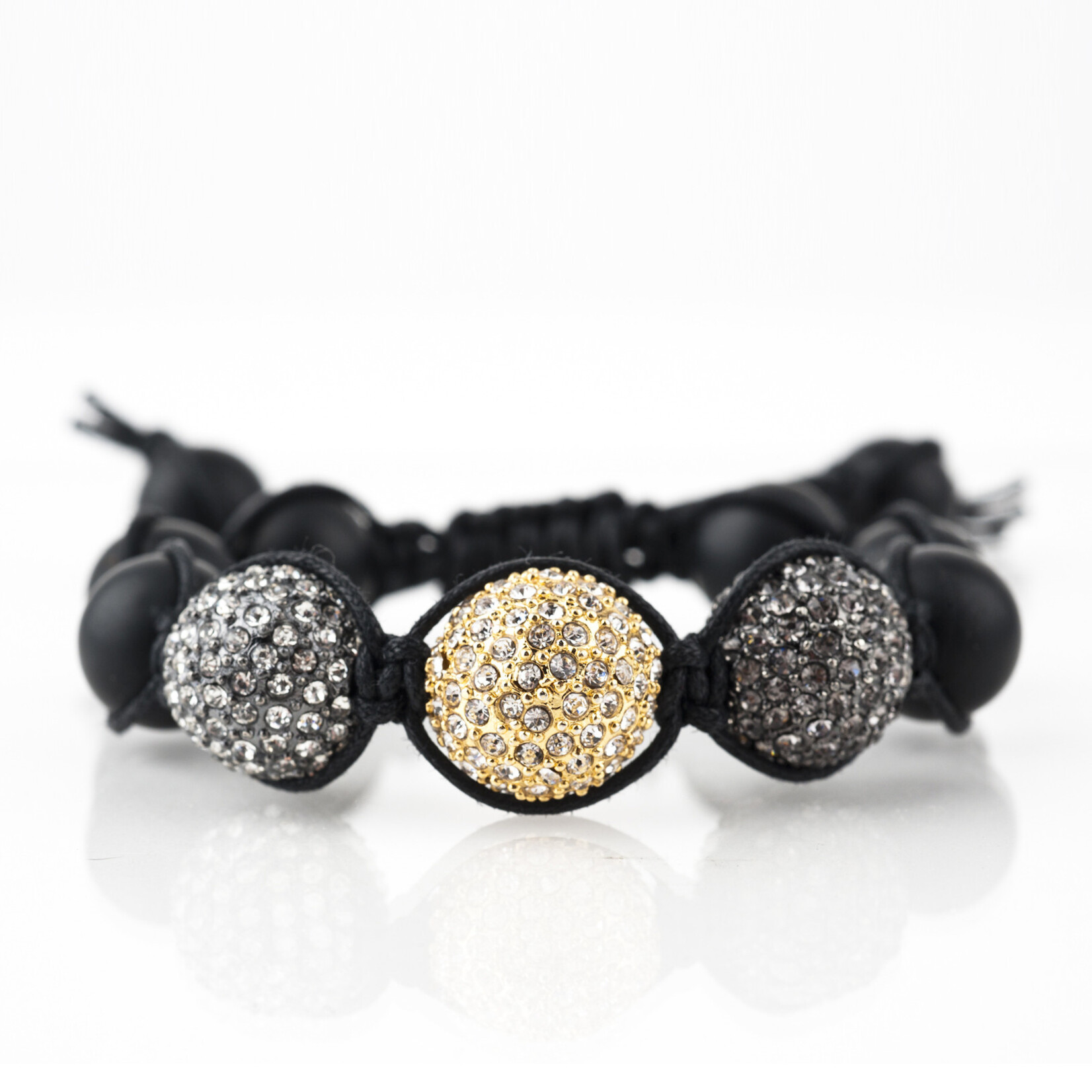 Mina Danielle Macramé Black Onyx with Multi Color Crystal Spheres
