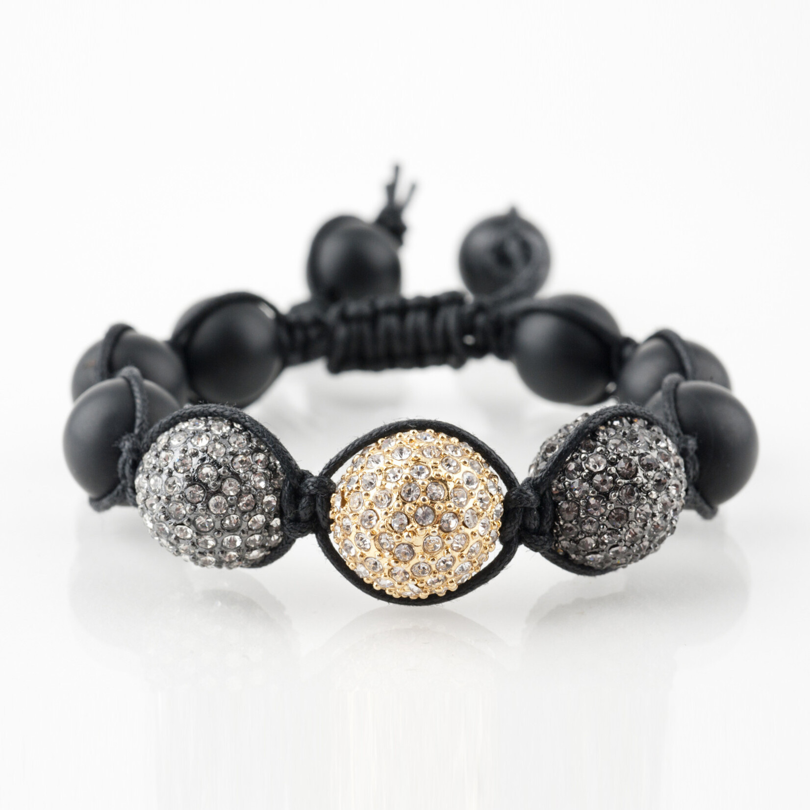 Mina Danielle Macramé Black Onyx with Multi Color Crystal Spheres
